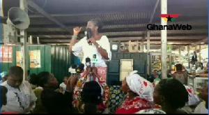 PPP running mate  Bridgitte Dzogbenuku addressing traders at the Makola market in Accra