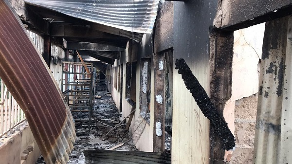 A fire razed six classroom blocks and and office at the school