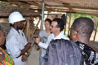 British High Commissioner, Jon Benjamin, interacts with youth in bamboo technology