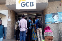 Angry customers at the Nsawam Branch of GCB bank