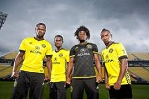 Four Ghana defenders lead the defensive line for Columbus Crew