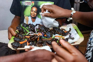 Fried frog meat presented to cook-a-thon chef Faila