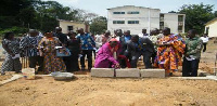 Bishop Paa Solomon Grant-Essilfie laying foundation for the construction of Breman Asikuma SHS