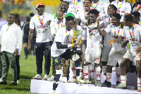 Asante Kotoko players celebrating their victory over Accra Hearts of Oak