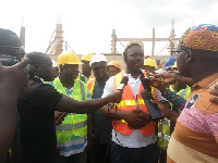 Sports Minister, Isaac Asiamah briefing the press on state the  Dunkwa Sports Center