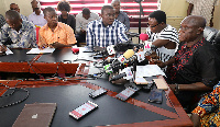 Nana Obiri Boahene (right) addressing a press conference in Accra