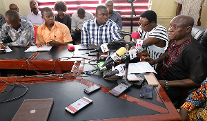 Nana Obiri Boahene (right) addressing a press conference in Accra