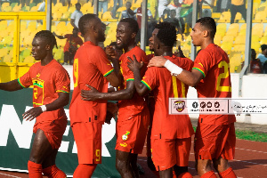 Some players of the Black Stars celebrating their victory