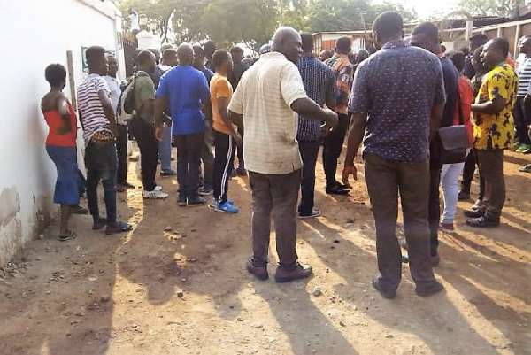 Voters at the polling station