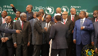 President Akufo-Addo interacting with President Paul Kagame