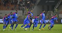 D.R Congo players celebrating after winning the game