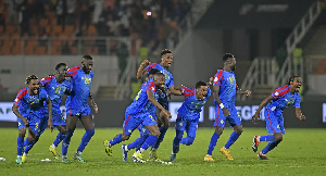 D.R Congo players celebrating after winning the game