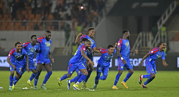 D.R Congo players celebrating after winning the game