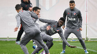 Partey with his teammates at training