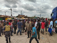 Protesters blocked access to a major road