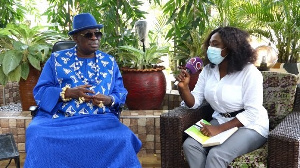 Ex- Chief Fire Officer  Albert Brown Gaisie with host, Maame  Ama Domoah