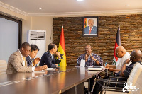 Former President John Mahama in a meeting with South Korean Ambassador Park Kyongsig