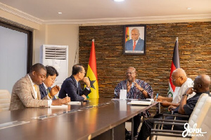 Former President John Mahama in a meeting with South Korean Ambassador Park Kyongsig