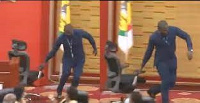 Ernest Norgbey dragging the Speakers chair