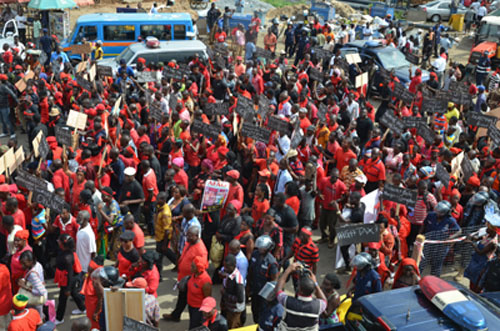 Some of the residents of Yaw-Korkor marching at the grounds