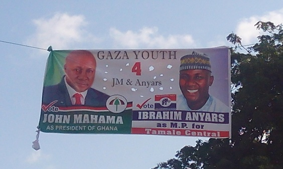 A banner of President John Mahama, and the Parliamentary nominee Ibrahim Anyass