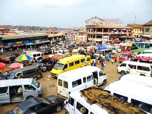 Aerial shot of a lorry terminal