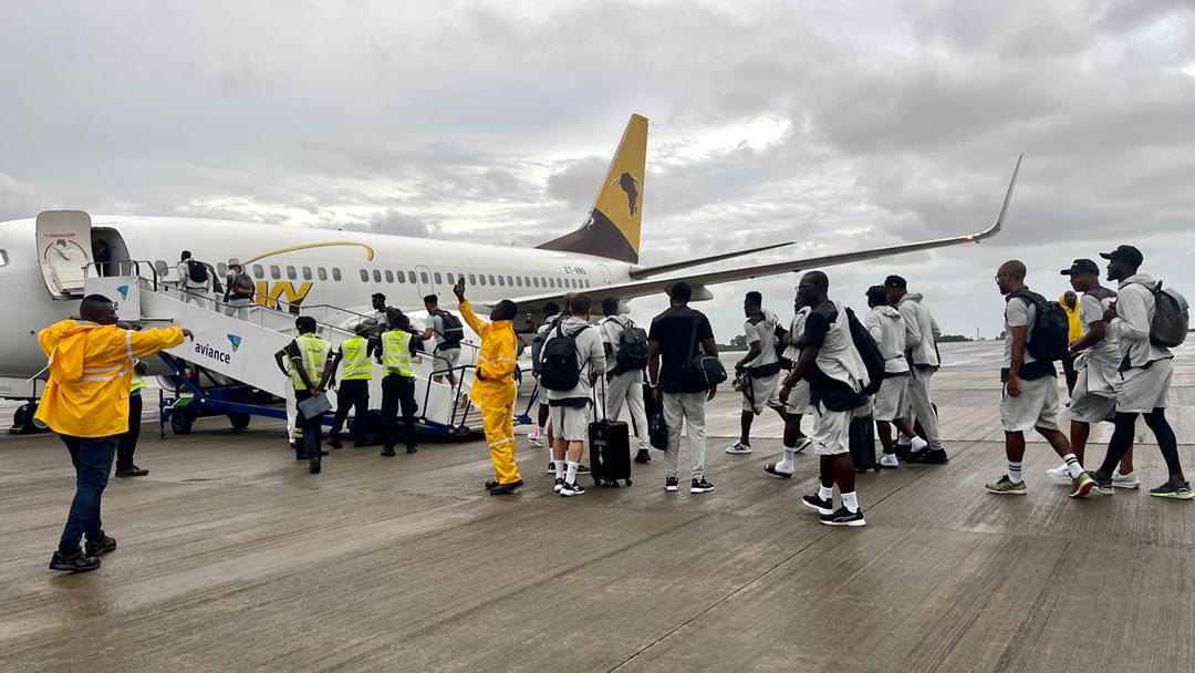 Black Stars players boarding their flight at KIA