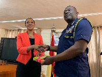 IGP David Asante Apeatu with EC Chairperson Charlotte Osei