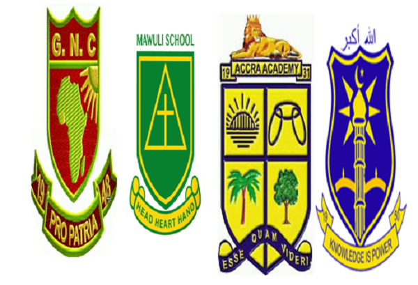 Crests of Ghana National, Mawuli, Accra Aca, and Amass