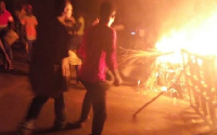 The residents set  bonfires in protest to a three-day blackout in the area