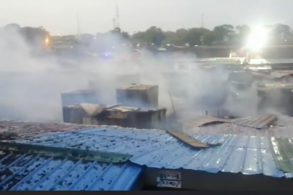 Takoradi market on blaze