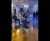 Referee Somo showing off his dance skills at a wedding