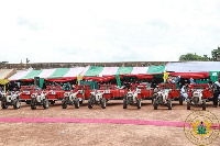 Tractors, power tillers, harvesters and ploughs were among the donated equipment