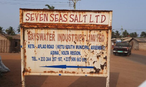 The salt mining factory operates along the Keta lagoon