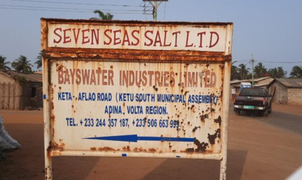 The salt mining factory operates along the Keta lagoon