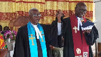 Rev Abronoma Nyarko-Anti being inducted as the new District Minister of the Presbyterian Church