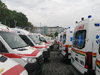 The packed ambulances at the forecourt of Parliament House