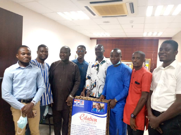 Alfred Obeng Boateng flanked by some members of the Western North Grassroots Agenda