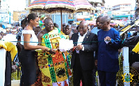 Otumfuo Osei Tutu II and President Akufo-Addo cutting the sod