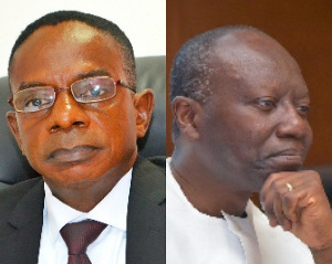 Auditor General Johnson Akuamoah Asiedu (left), Finance Minister Ofori-Atta (right)