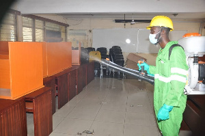 Zoomlion staff during a disinfection exercise