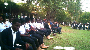 Members of DE-Eye Group in their different uniforms at the Osu Castle for their end of year