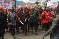 Angry chiefs & people of Akyem Abuakwa Traditional Area in demonstration