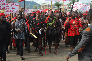 The Akyem Traditional Council lead a demonstration against the NDC in 2019