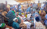 Vice-President Dr Mahamudu Bawumia sharing pleasantries with the  Mion-Lana