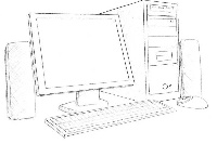 A desktop computer set up