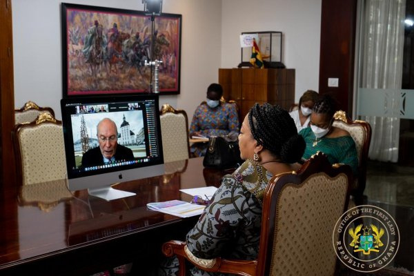 First Lady Rebecca Akufo-Addo in a virtual meeting