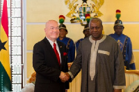 US Ambassador to Ghana, Robert Jackson (left) meets President Mahama