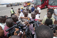 Yaw Addo Frimpong addressing the media after the tour