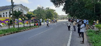 Residents of Brafoyaw massing up at the entrance of Aggrey Memorial